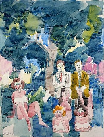 Figures Under Tree, 1964 - Neil Welliver