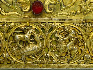 Hunting Frieze, Battle with Lion, c.1200 - Nicholas of Verdun