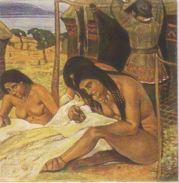 Making clothing (Stone Age), 1908 - Nikolái Roerich