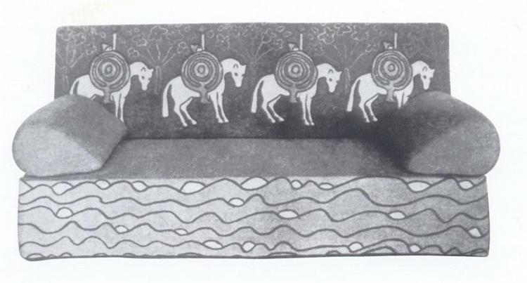 Sketch of sofa for workshop, 1904 - Nikolái Roerich