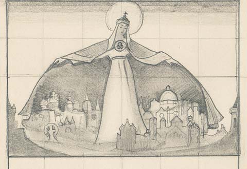 Study to "Madonna Protectoris", 1933 - Nikolai Konstantinovich Roerich