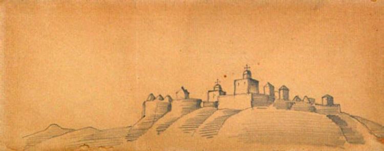 Городок (Монастырь на холмах), c.1911 - Николай  Рерих