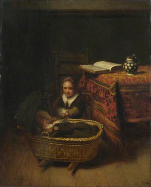 A Little Girl Rocking a Cradle, 1655 - Nicolaes Maes