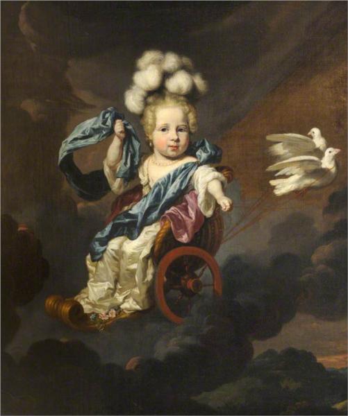 Portrait of a Baby Girl as Venus with a Chariot Drawn by Doves - Ніколас Мас