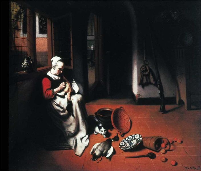 Woman Plucking a Duck, 1656 - Nicolaes Maes
