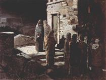 Cristo e seus discípulos entram no Jardim de Getsêmani - Nikolai Ge