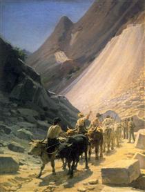 The Transportation of Marble at Carrara - Микола Ґе