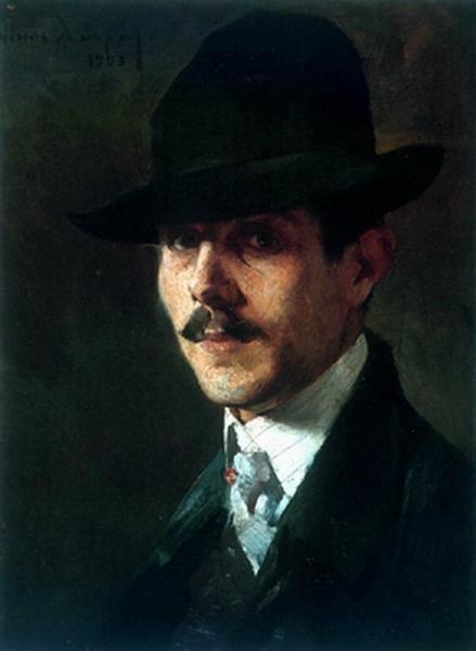 Portrait of painter Oumvertos Argyros, 1903 - Nikolaos Lytras