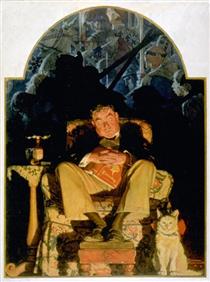 Asleep with Book - Norman Rockwell