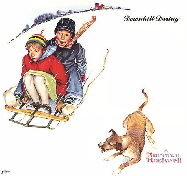 Downhill Daring, 1949 - Norman Rockwell