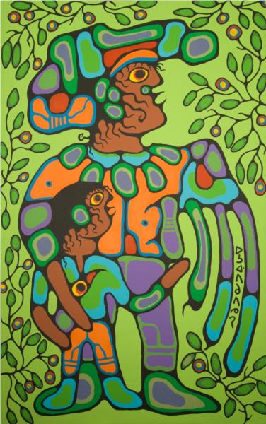 Grandfather With Child - Norval Morrisseau