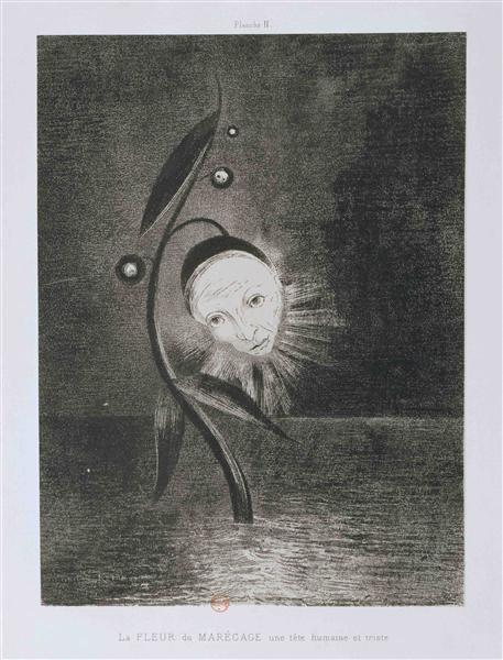 The Marsh Flower, a Sad Human Head, 1885 - 奥迪隆·雷东