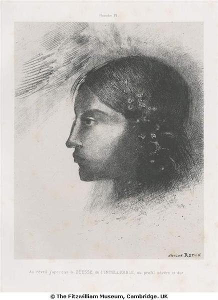 Upon awakening I saw the Goddess of the Intelligible with her severe and hard profile, 1885 - Одилон Редон