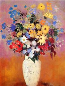 Vaso Branco com Flores - Odilon Redon