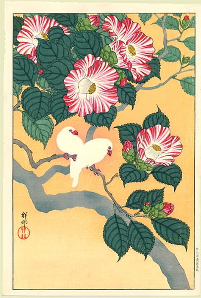 Camellia and Rice Birds, 1929 - 小原古邨