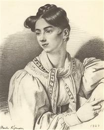 Portrait of an unknown woman with a kerchief on her neck - Orest Adamowitsch Kiprenski
