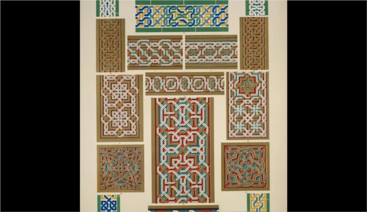Moresque ornament from the Alhambra no. 1. Varieties of interlaced ornaments - Owen Jones