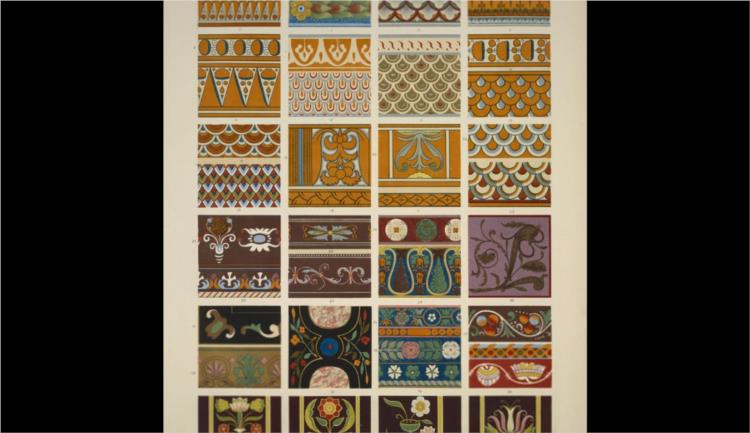 Renaissance Ornament no. 7. Ornaments from pottery at Hotel Cluny and Louvre - Owen Jones