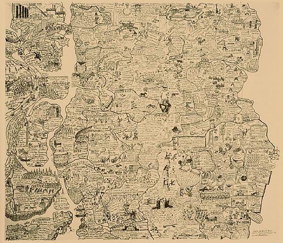 Sketch for a World map Part 1 (Americas, Pacific), 1972 - Эйвинд Фальстрём