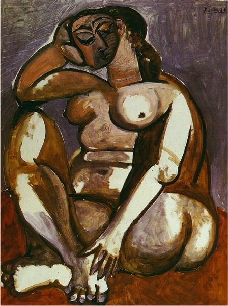 Crouching female nude, 1956 - 畢卡索