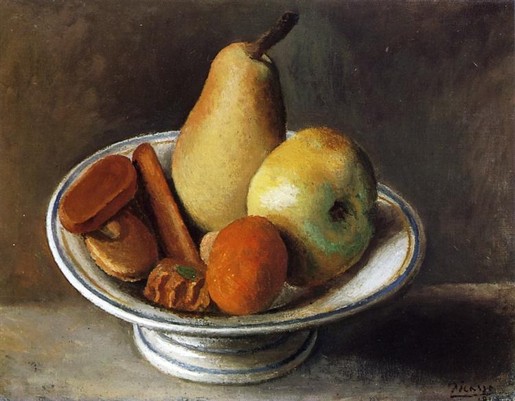 Fruit Bowl with Fruit, 1918 - 畢卡索
