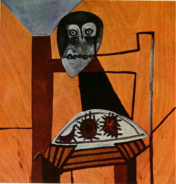 Owl on a chair and sea urchins, 1946 - Pablo Picasso