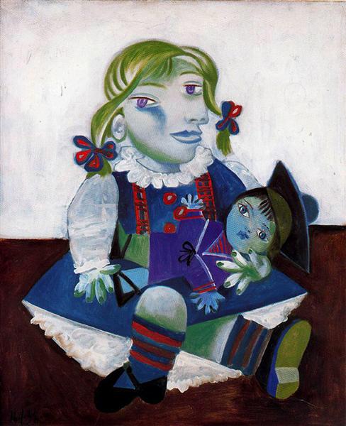 Portrait of Maya with her doll, 1938 - 畢卡索