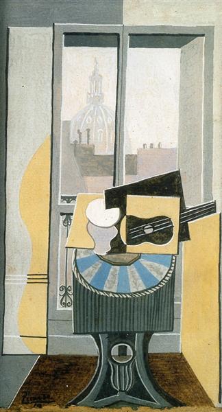 Still life in front of a Window overlooking the Eglise St. Augustin, 1919 - Пабло Пикассо