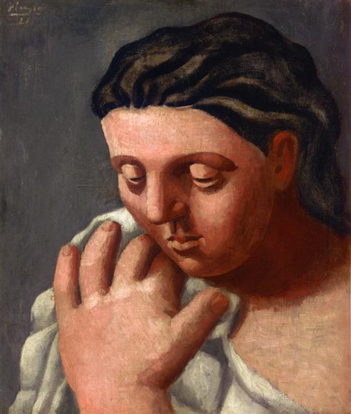 Woman's head and hand, 1921 - 畢卡索