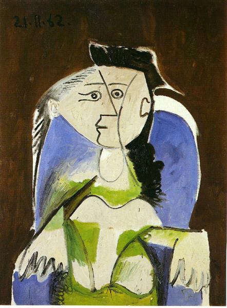 Woman sitting in blue armchair, 1962 - Pablo Picasso