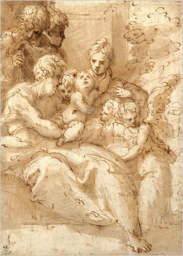 Holy Family with Shepherds and Angels, c.1523 - c.1524 - Пармиджанино
