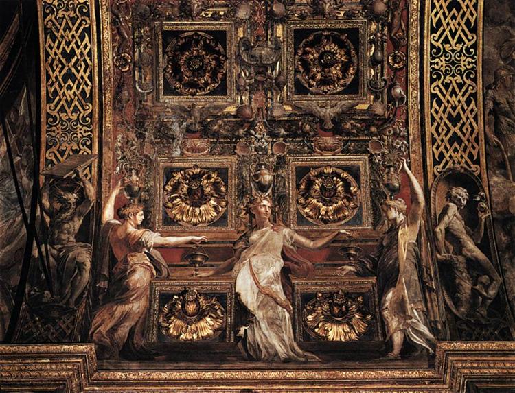 Three Foolish Virgins Flanked by Adam and Eve, c.1531 - c.1539 - Пармиджанино