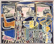 Harbour Window with Two Figures, St Ives: July 1950 - Patrick Heron