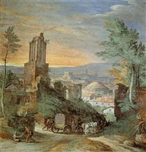 Landscape with Roman Ruins - Paul Brill