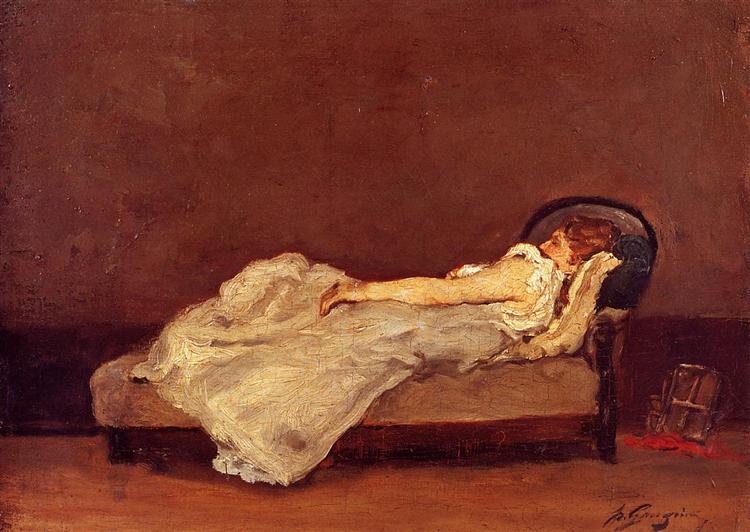 Mette asleep on a sofa, 1875 - Paul Gauguin