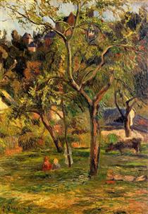 Un huerto bajo la iglesia de Bihorel - Paul Gauguin