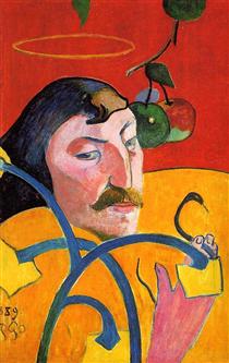 Self Portrait with Halo and Snake - Paul Gauguin