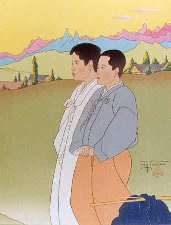 Les Petits Voleurs (Droite). Johokuri, Coree, 1959 - Paul Jacoulet