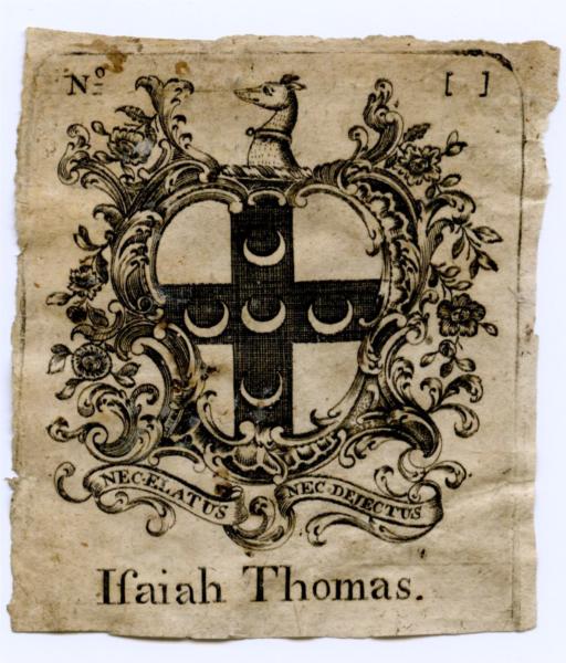 Isaiah Thomas Bookplate, 1769 - Paul Revere