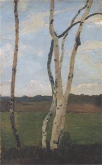 Landscape with Birch trunks - Паула Модерзон-Беккер