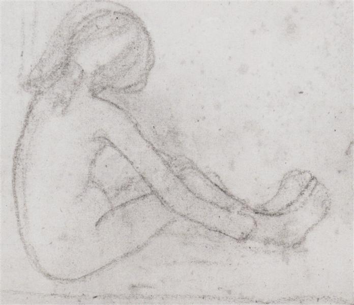Nude girl sitting on the floor, 1904 - Paula Modersohn-Becker