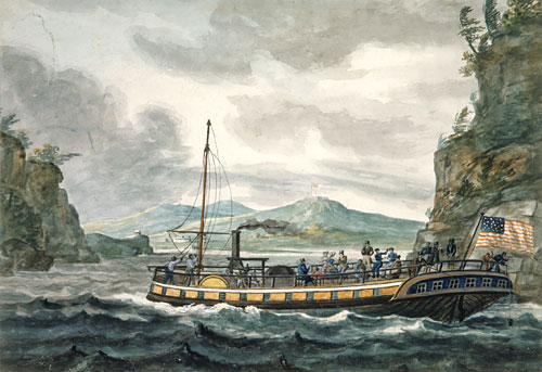 Steamboat Travel on the Hudson River, c.1812 - Pavel Svinyin