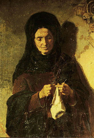 Woman knitting - Périclès Pantazis