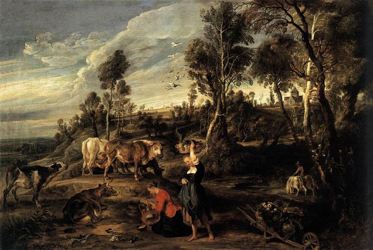 Farm at Laken, c.1618 - Пітер Пауль Рубенс