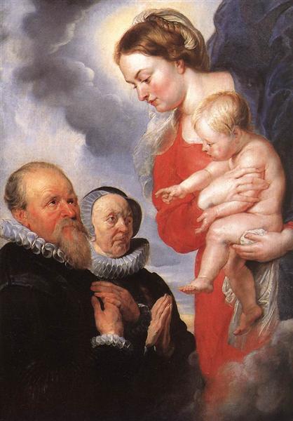 Madonna and Child with the Donors Alexandre Goubeau and his wife Anne Antoni, c.1604 - Peter Paul Rubens