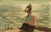Girl Seated on a Pier - Philip Wilson Steer