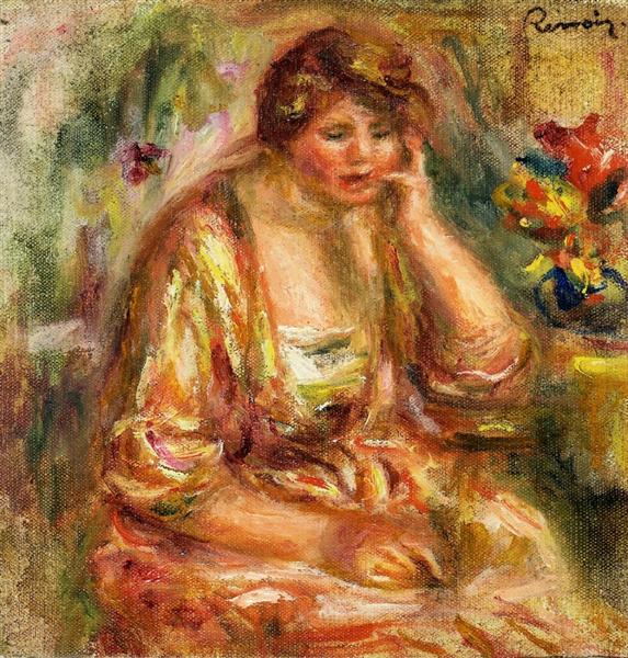 Andree in a Pink Dress, 1917 - 雷諾瓦