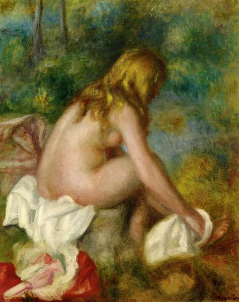 Bather, Seated Nude, c.1895 - 雷諾瓦