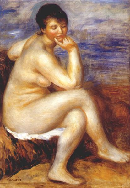 Bather with a rock, c.1880 - Пьер Огюст Ренуар