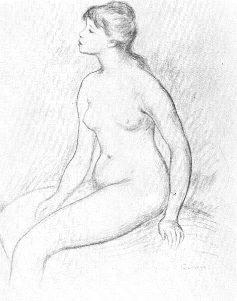 Female Nude Seated - 雷諾瓦